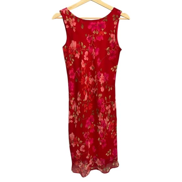 Vintage B.Moss Floral Shift Dress Red Size 4 Fairy 90s Y2K Romantic Feminine - Picture 4 of 9
